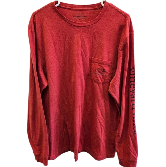 Vineyard Vines Mens Long Sleeve Whale Graphic Red Tshirt - Picture 2 of 7